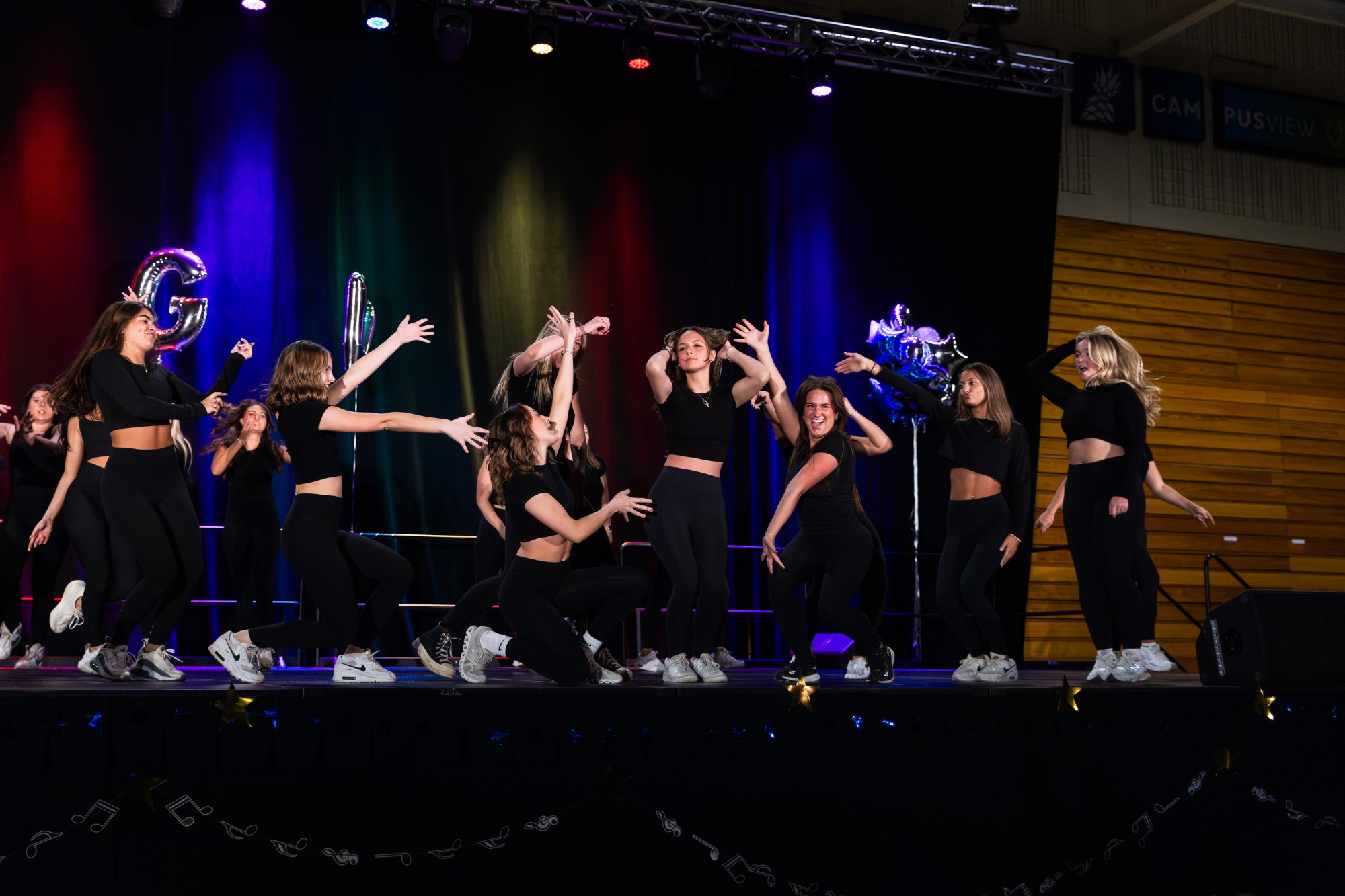 Sorority Phi Mu dancing in lip sync battle performance